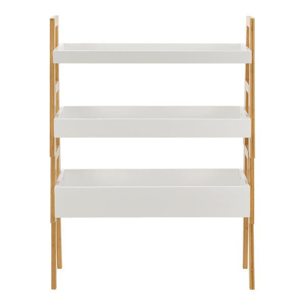 [en.casa] Plantenstandaard Hitra 3-delig bamboe wit en houtkleurig