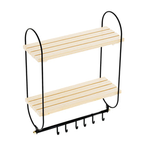 [en.casa] Wandrek Pielavesi met 2 planken 47x40x16 cm zwart en naturel