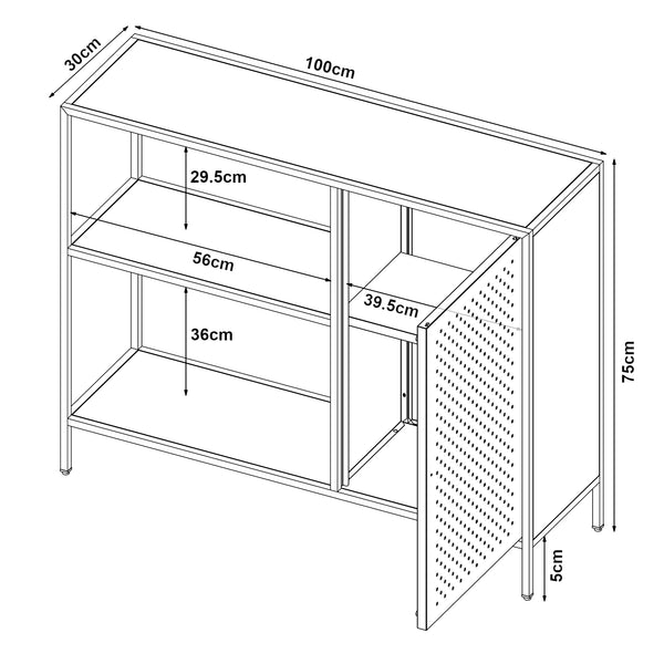 [en.casa] Metalen kast Viitasaari 75x100x30 cm zwart mat