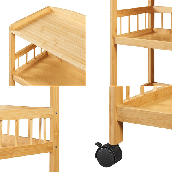 Keukentrolley Huddinge 80x53x30 cm naturel en zwart [en.casa]