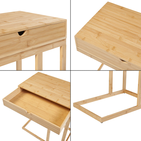 [en.casa] Bijzettafel Kåfjord laptoptafel met lade 68x55x35 cm bamboe