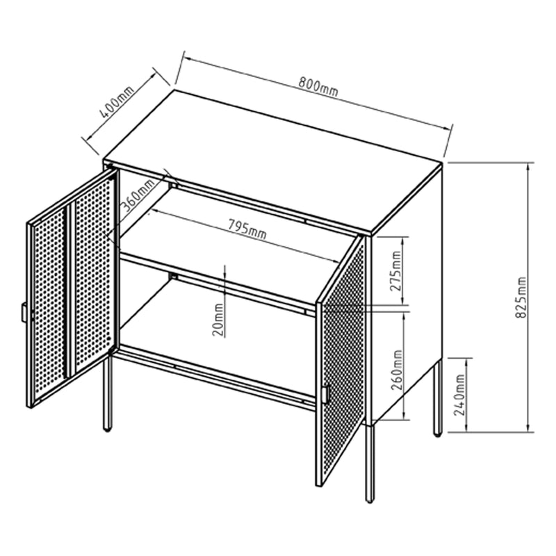 Maatschets Commode Castelli 82,5x80x40 cm staal wit [en.casa]
