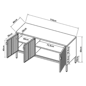 TV meubel Castelli 114x40x60 cm metaal met 3 deuren wit [en.casa]