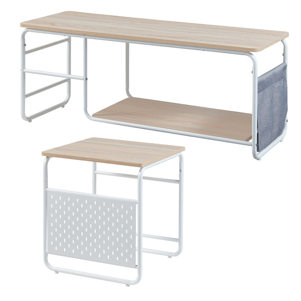 [en.casa] TV meubel met bijzettafel Dyrøy wit eikenkleurig en grijs