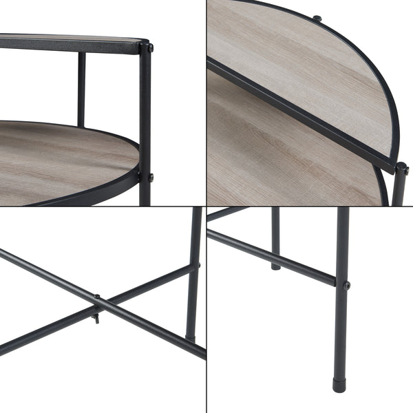 [en.casa] Bijzettafel Fyresdal 68xØ62 cm zwart en eikenkleurig