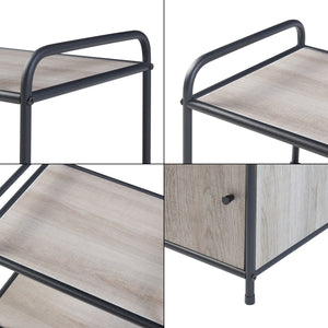 [en.casa] Nachtkast Gulen 60x43x33 cm zwart en eikenkleurig