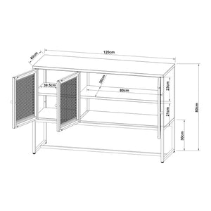 Commode Sund dressoir metaal 120x40x80 cm grijs [en.casa]