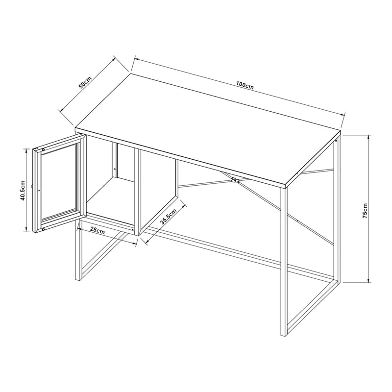 Maatschets Bureau Sund metaal 75x100x50 cm grijs [en.casa]
