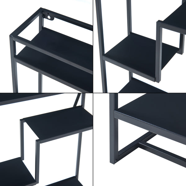 Wandrek Uurainen staal met 4 planken 60x40x13 cm zwart [en.casa]