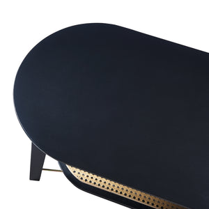 Salontafel Taivalkoski 120x43x40 cm met plank zwart en rotan look [en.casa]