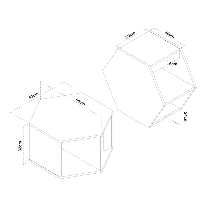 Maatschets Salontafel Molde set van 2 zwart en walnootkleurig [en.casa]