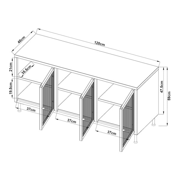 Tv meubel Lindau 120x40x59 cm cremewit [en.casa]