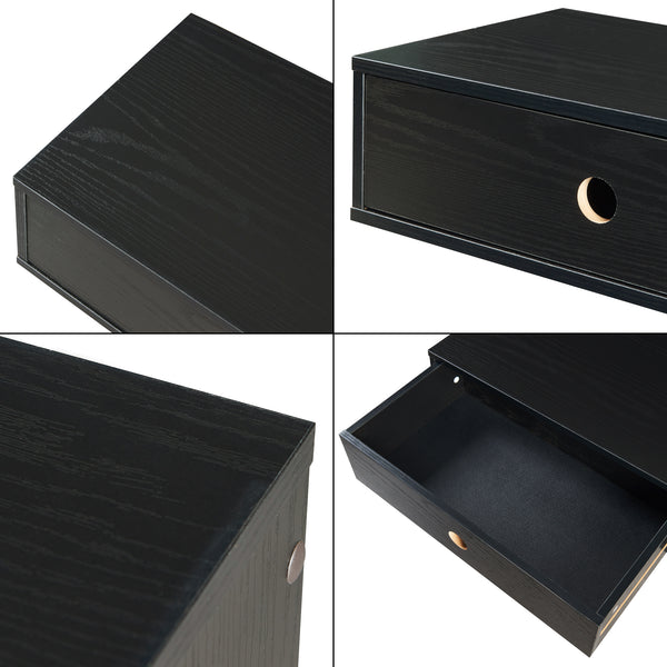 Wandplank Stor met lade 65x30x15 cm zwart [en.casa]