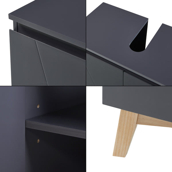 Wastafelonderkast Overath 60x60x30 cm grijs en houtkleurig [en.casa]