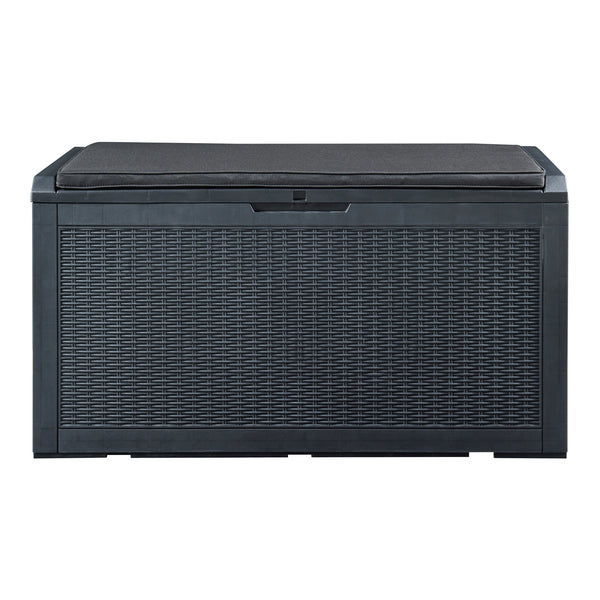 Tuin opbergbox Atella 65x122x54,5 cm zwart rotan look casa.pro