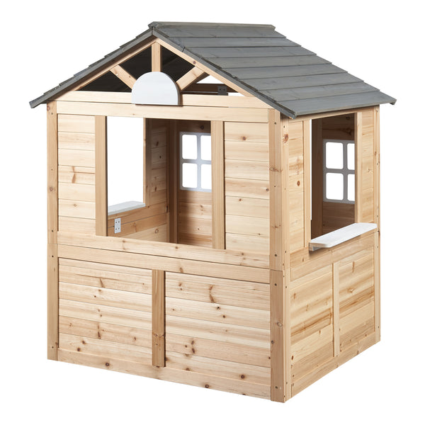 Houten speelhuis Acciano 131x113x97 cm naturel en grijs casa.pro