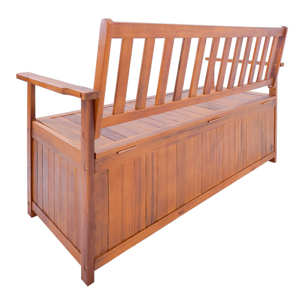 Tuinbank Avezzano tweezitsbank met opbergvak 130x60x88 cm houtkleurig FSC®-gecertificeerd [en.casa]