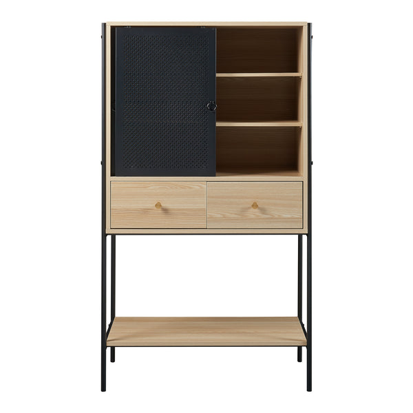 Houten kast Tysnes 140x80x40 cm eikenkleurig en zwart [en.casa]
