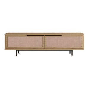 TV meubel Kvænangen 160x35,5x45 cm eikenkleurig zwart en rotan look [en.casa]