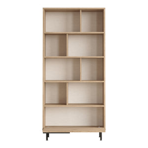 Boekenkast Kvænangen 175,5x84x29,5 cm eiken rotan look zwart [en.casa]
