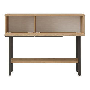 Console tafel Kvænangen 100x29,5x76 cm eikenkleurig rotan look en zwart [en.casa]