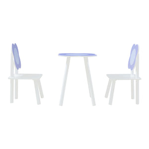 Kindertafel met 2 kinderstoelen Simrishamn wit en lila [en.casa]