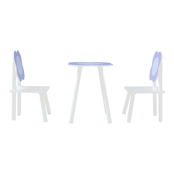 Kindertafel met 2 kinderstoelen Simrishamn wit en lila [en.casa]