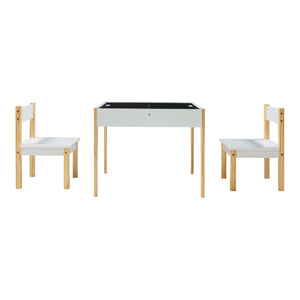 Kindertafel met 2 kinderstoelen Smedjebacken naturel wit en zwart [en.casa]