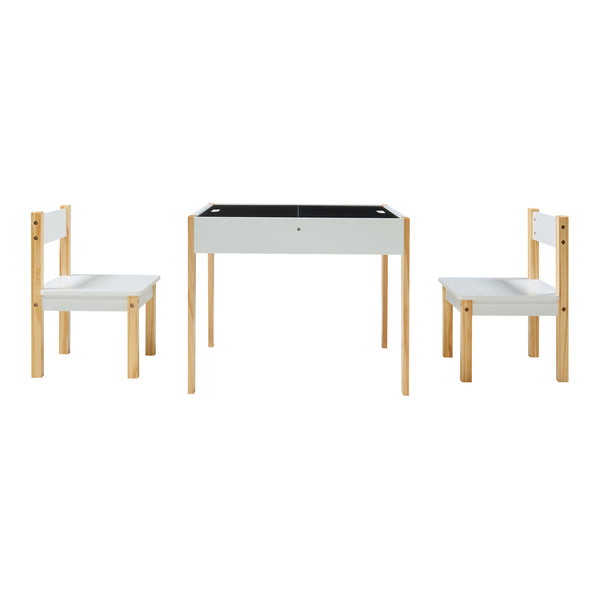 Kindertafel met 2 kinderstoelen Smedjebacken naturel wit en zwart [en.casa]