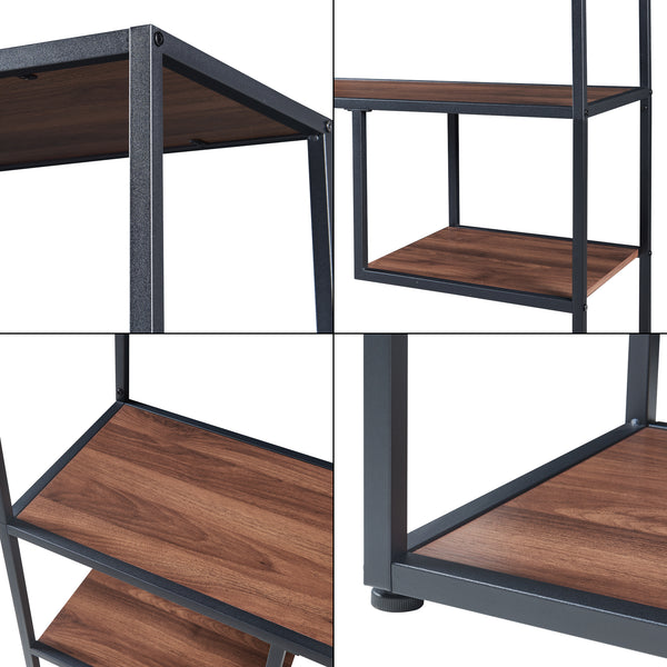 Boekenkast Østre open kast 180x83x34 cm zwart en walnootkleurig [en.casa]