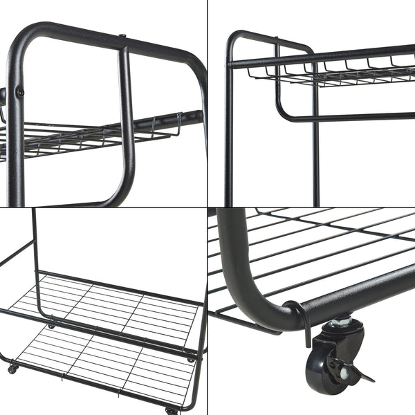 Kledingkast Vestvågøy open kast op wielen 176x90x40 cm zwart [en.casa]