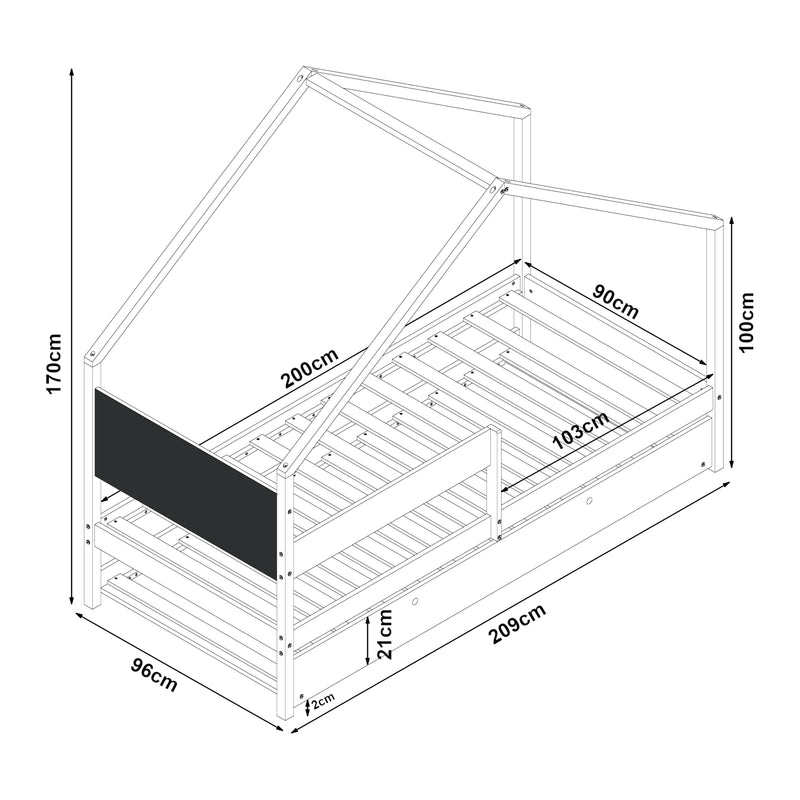 Maatschets Kinderbed Sodankylä met onderschuifbed en matrassen 90x200 cm [en.casa]
