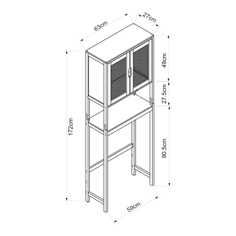 Maatschets Toilet ombouwkast Tervola 172x63x27 cm zwart en naturel [en.casa]
