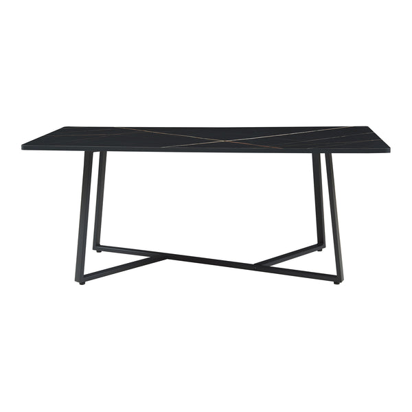 Salontafel Riskiften marmerlook zwart en zwart 120x60x48 cm [en.casa]