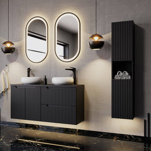 Badkamerkast Newport kolomkast 140x30x25 cm zwart [en.casa]
