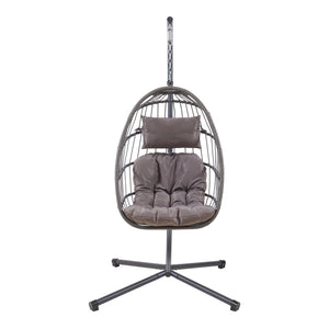 Hangstoel Edeng met standaard grijs 196x110x95 cm [en.casa]