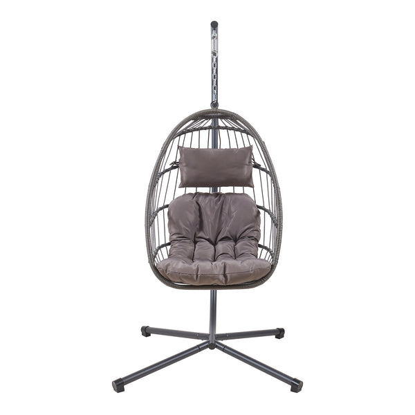 Hangstoel Edeng met standaard grijs 196x110x95 cm [en.casa]