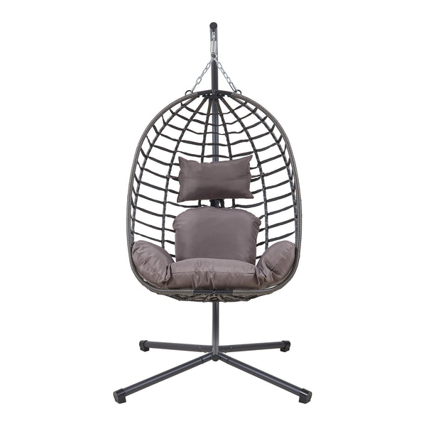 Hangstoel Kandsvas met standaard grijs 198x110x95 cm [en.casa]