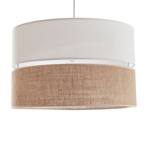 Hanglamp Barton E27 stoffen lampenkap wit en linnenlook lux.pro