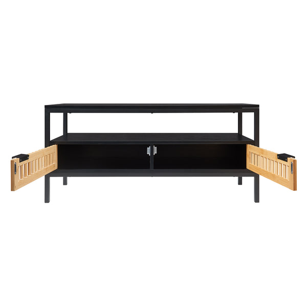 Salontafel Luniehti zwart en naturel 100x40x48 cm [en.casa]