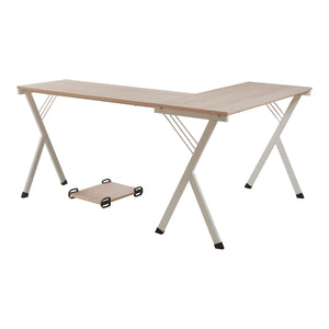 Bureau Tarielarg L-vorm met pc-standaard 158x120x75 cm wit en eikenkleurig [en.casa]