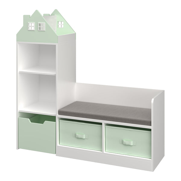Kinderrek met zitbank Vipsali 100x99x30 cm mintgroen en wit [en.casa]
