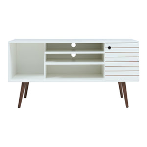Tv-meubel Vare 130x40x66 cm wit en walnootkleurig [en.casa]