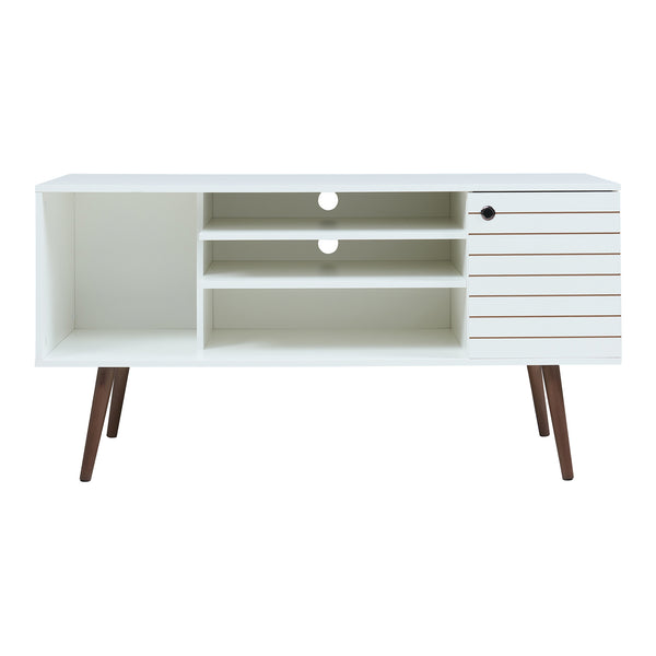Tv-meubel Vare 130x40x66 cm wit en walnootkleurig [en.casa]