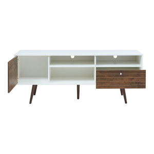 Tv-meubel Vare 165x40x66 cm wit en walnootkleurig [en.casa]