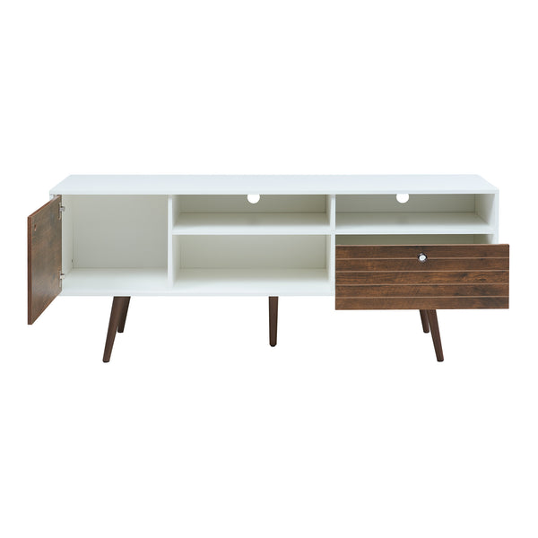 Tv-meubel Vare 165x40x66 cm wit en walnootkleurig [en.casa]