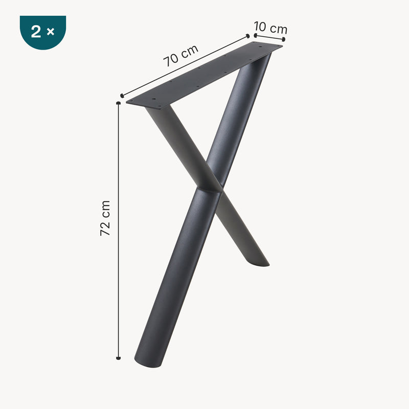 Maatschets Tafelonderstel set van 2 Klixjö X vorm 72x70 cm zwart [en.casa]