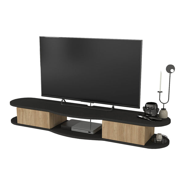 TV meubel Nyskiri zwevend 150x35x19 cm antraciet en eikenkleurig [en.casa]