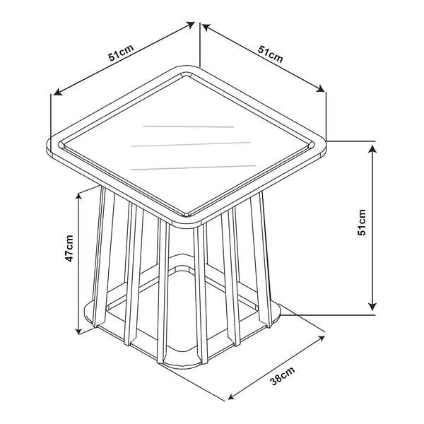 Bijzettafel Burgess 51x51x51 cm zwart en walnootkleurig [en.casa]
