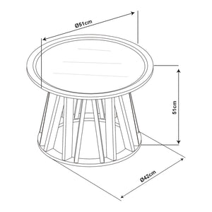 Bijzettafel Burgess 51xØ51 cm zwart en walnootkleurig [en.casa]